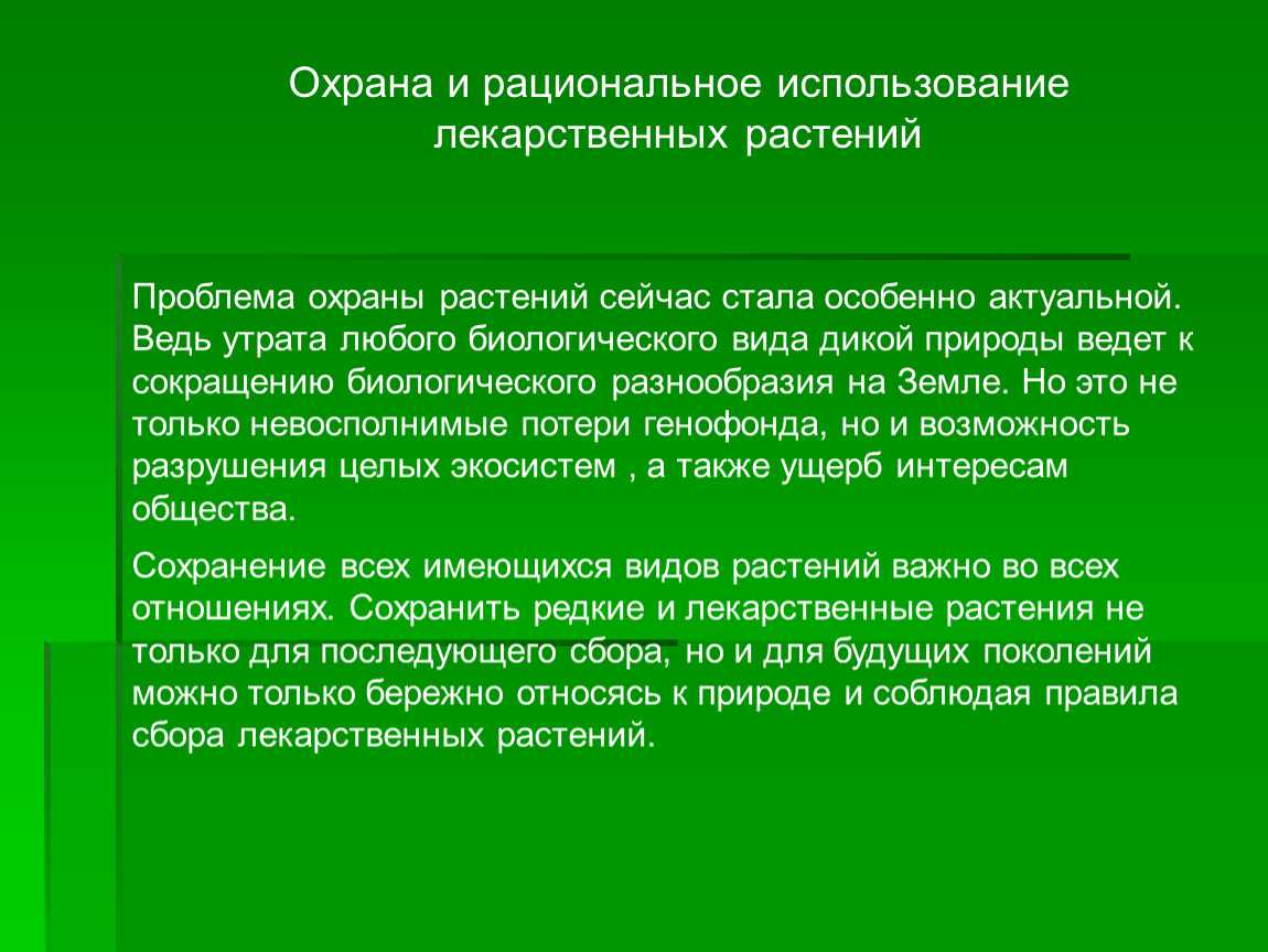 План мероприятий по рациональному использованию объектов растительного мира