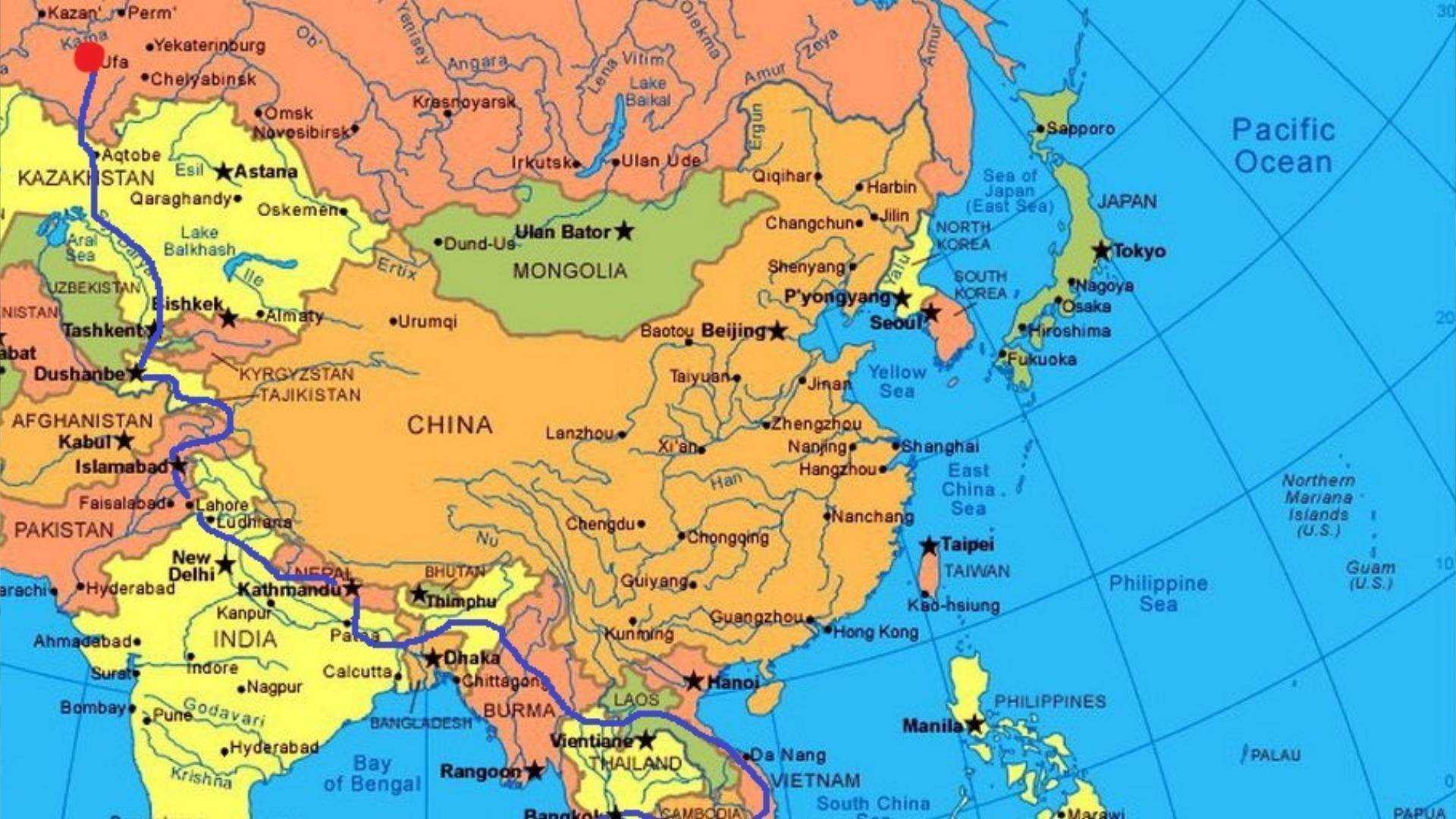 Карта Азии со странами