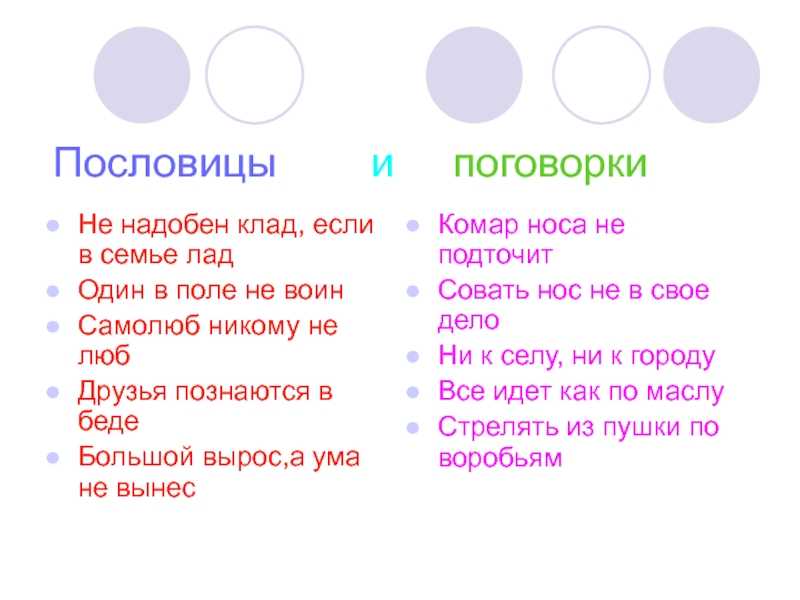Пословицы, объяснение их смысла и происхождения