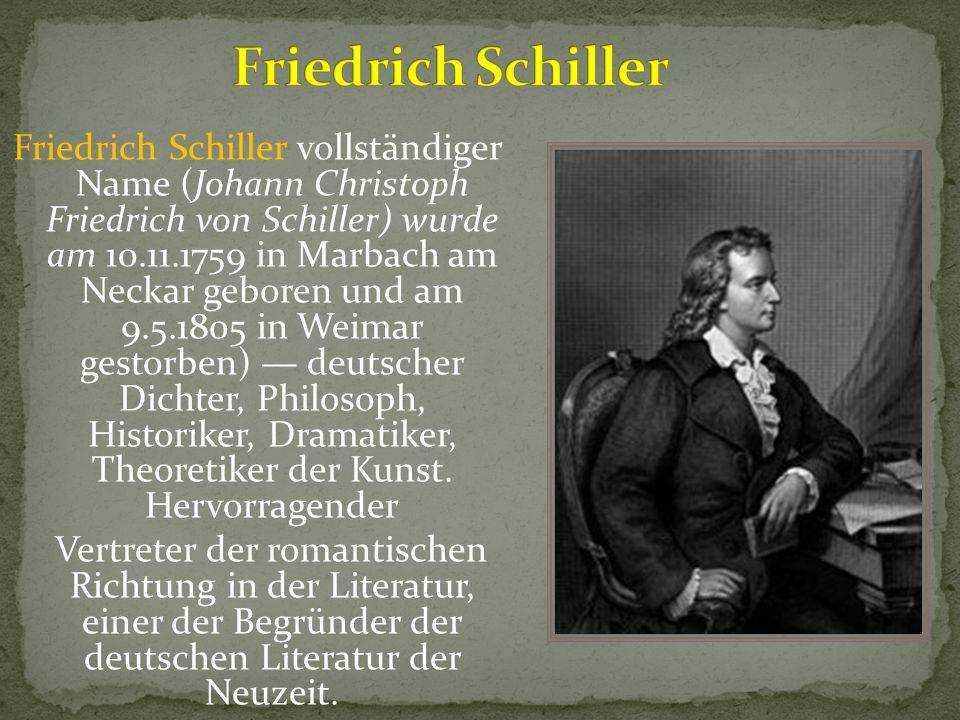 Фридрих шиллер биография презентация