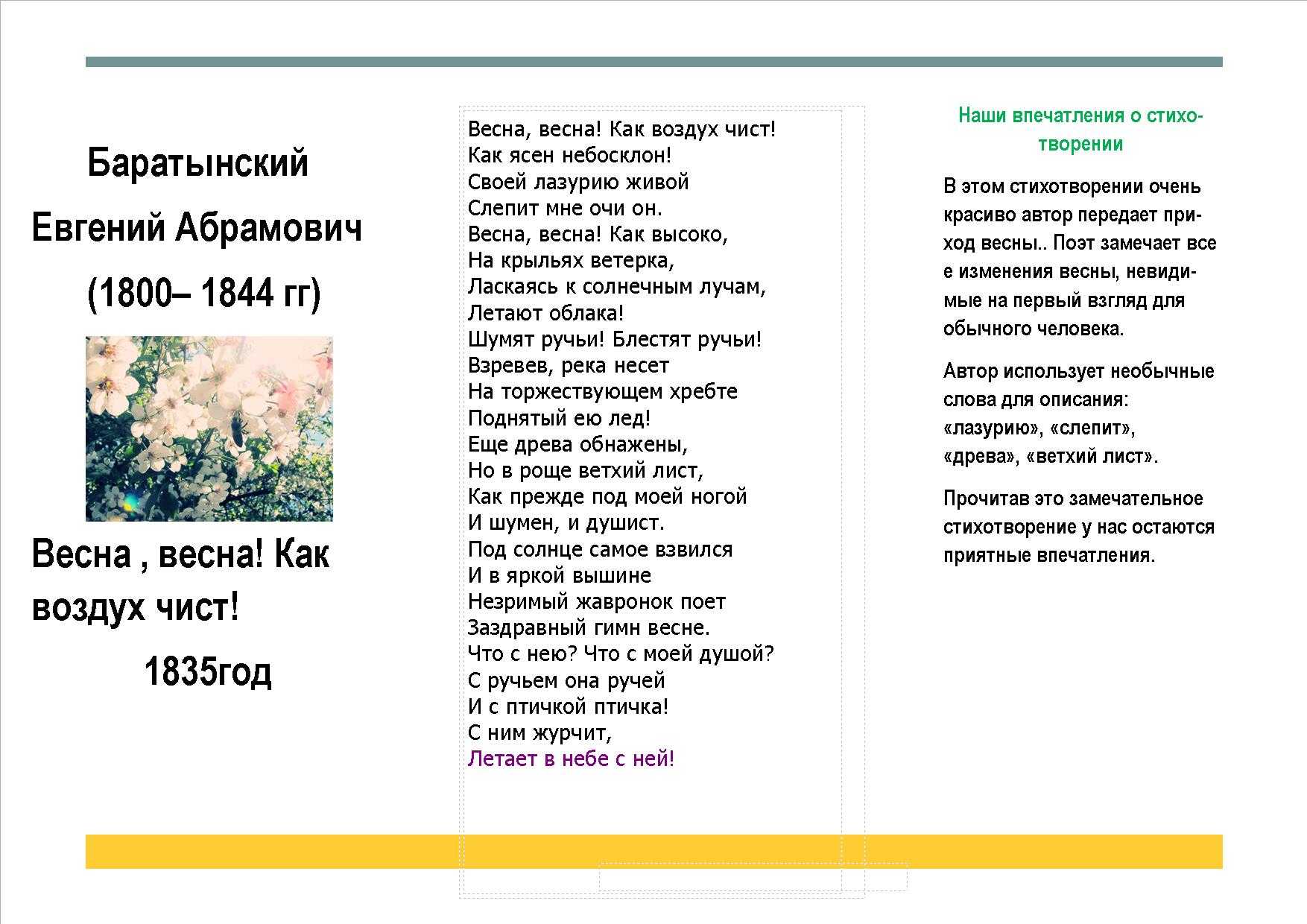 Баратынский как воздух чист. Евгений Баратынский стихи о весне. Евгений Баратынский Весна Весна стих. Евгений Абрамович Баратынский стих Весна Весна. Стих Баратынского Весна.