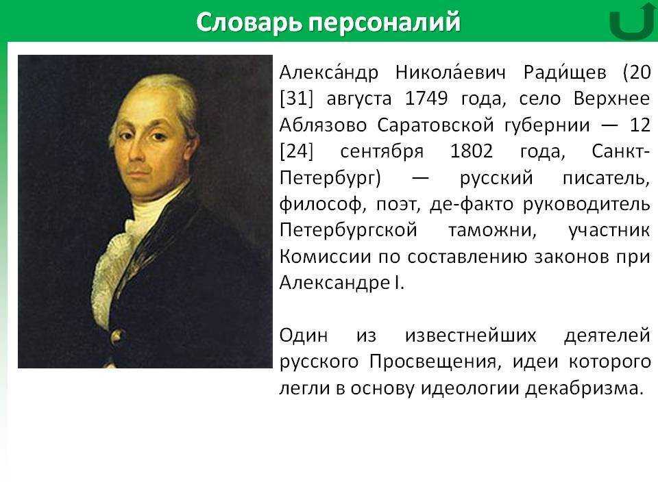 А н радищев идеи. А.Н. Радищева (1749-1802). А. Радищев(1749–1802).