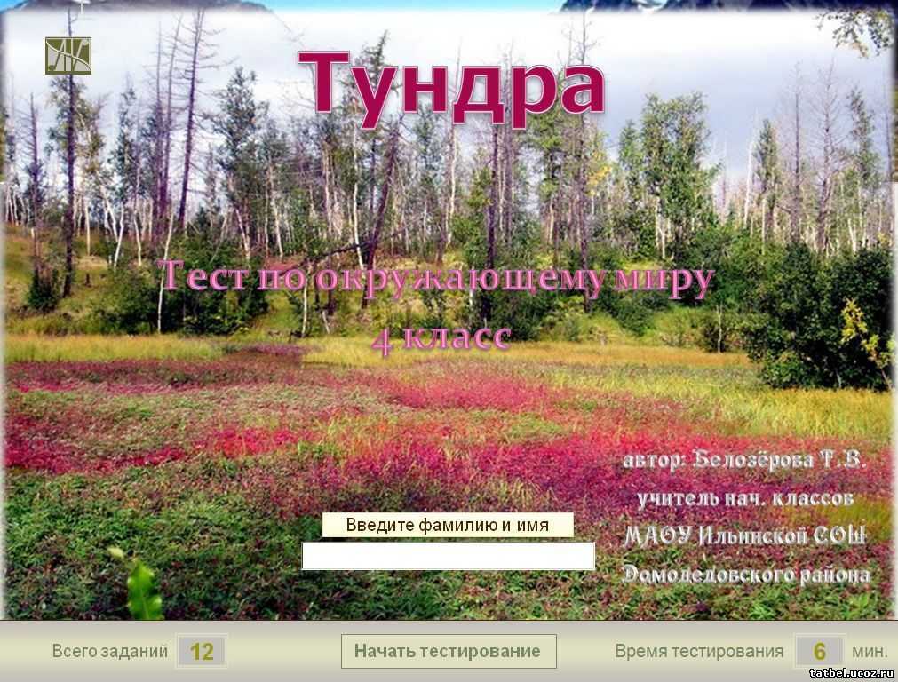 Тест по окружающему миру "тундра" 4 класс умк школа россии презентация, доклад, проект